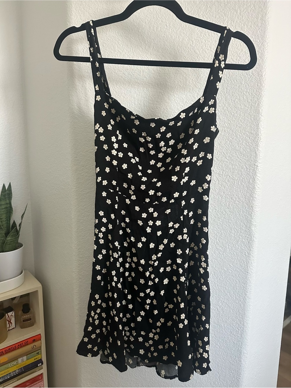 Reformation Abby Black Mini Dress with White Daisy Print Sundress - Picture 3 of 7
